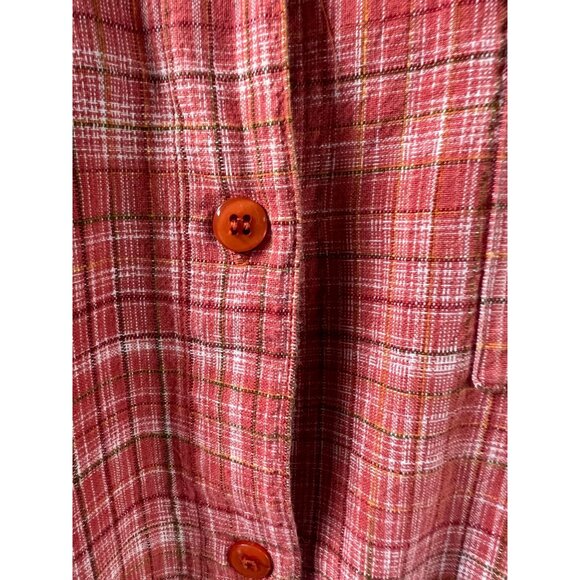 Victoria Jones Womans Red Plaid Cotton Button-Up Shirt 2X - Picture 7 of 16